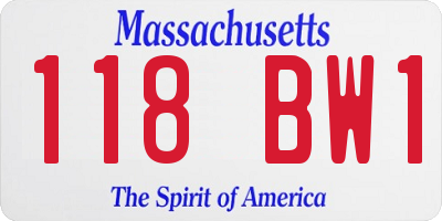 MA license plate 118BW1