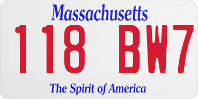 MA license plate 118BW7