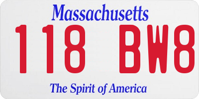 MA license plate 118BW8