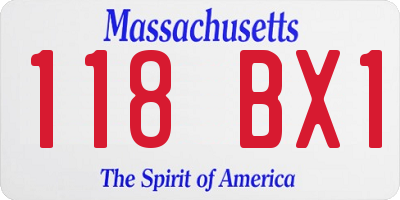 MA license plate 118BX1