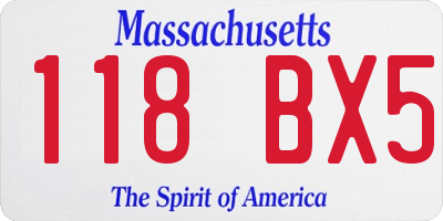 MA license plate 118BX5