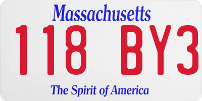 MA license plate 118BY3