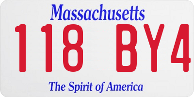 MA license plate 118BY4