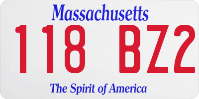 MA license plate 118BZ2