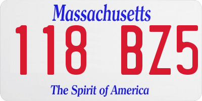 MA license plate 118BZ5