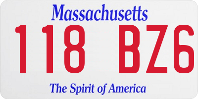MA license plate 118BZ6