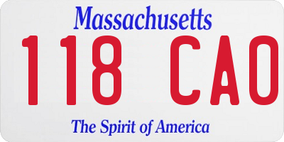 MA license plate 118CA0