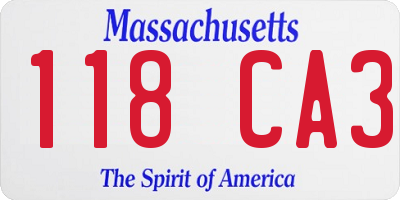 MA license plate 118CA3