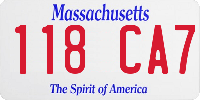 MA license plate 118CA7