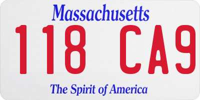 MA license plate 118CA9
