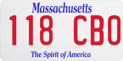 MA license plate 118CB0