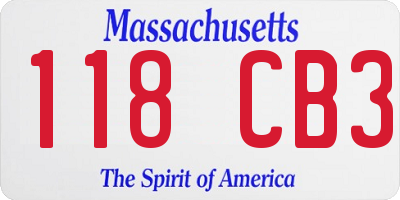 MA license plate 118CB3