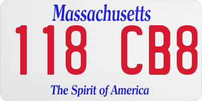 MA license plate 118CB8