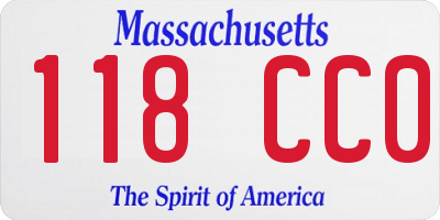 MA license plate 118CC0