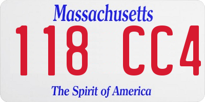 MA license plate 118CC4