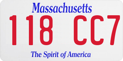 MA license plate 118CC7