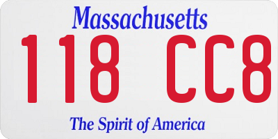 MA license plate 118CC8