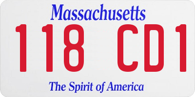 MA license plate 118CD1