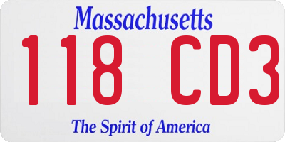 MA license plate 118CD3