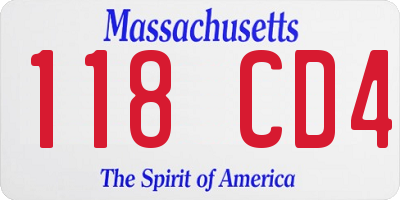 MA license plate 118CD4