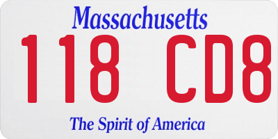 MA license plate 118CD8