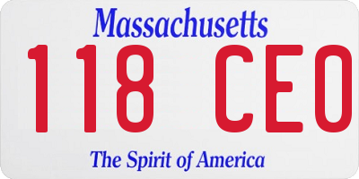 MA license plate 118CE0