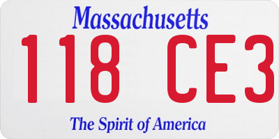 MA license plate 118CE3