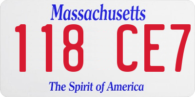 MA license plate 118CE7