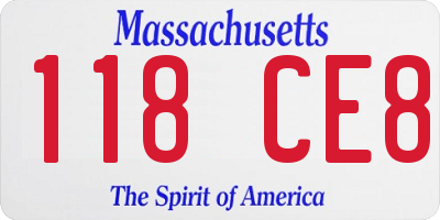MA license plate 118CE8