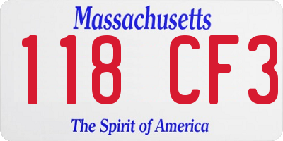 MA license plate 118CF3