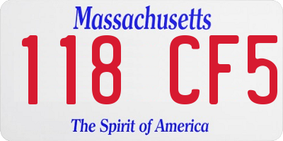 MA license plate 118CF5