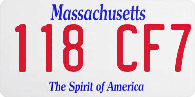 MA license plate 118CF7