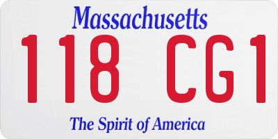 MA license plate 118CG1