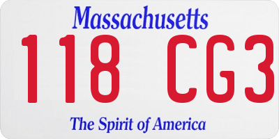 MA license plate 118CG3