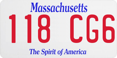 MA license plate 118CG6