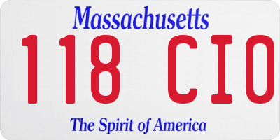 MA license plate 118CI0