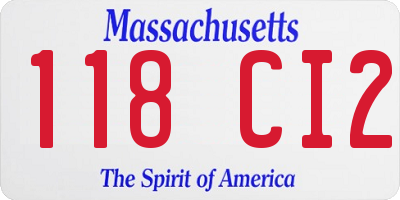 MA license plate 118CI2
