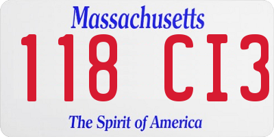 MA license plate 118CI3