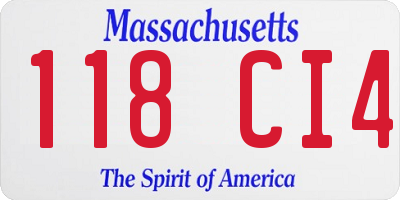 MA license plate 118CI4