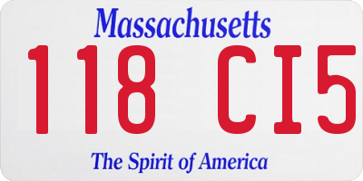 MA license plate 118CI5