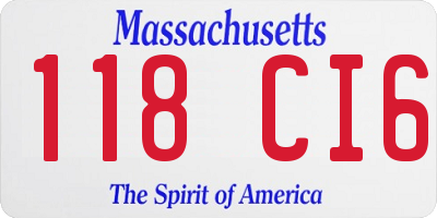MA license plate 118CI6