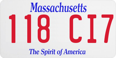 MA license plate 118CI7