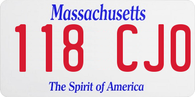 MA license plate 118CJ0