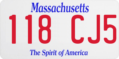 MA license plate 118CJ5