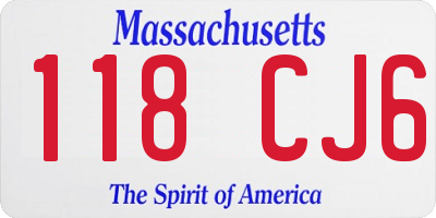 MA license plate 118CJ6