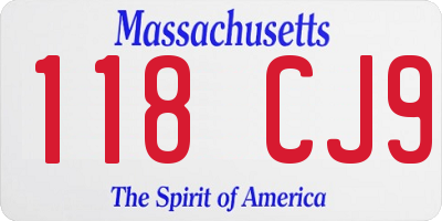 MA license plate 118CJ9