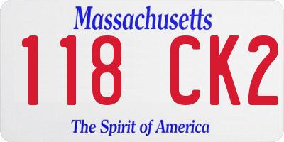 MA license plate 118CK2