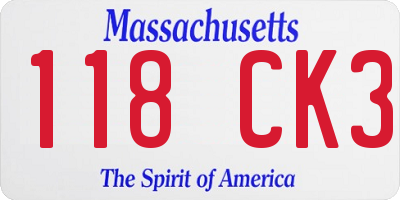 MA license plate 118CK3