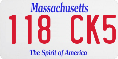 MA license plate 118CK5