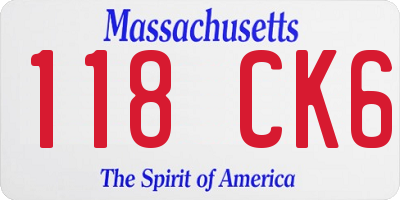 MA license plate 118CK6